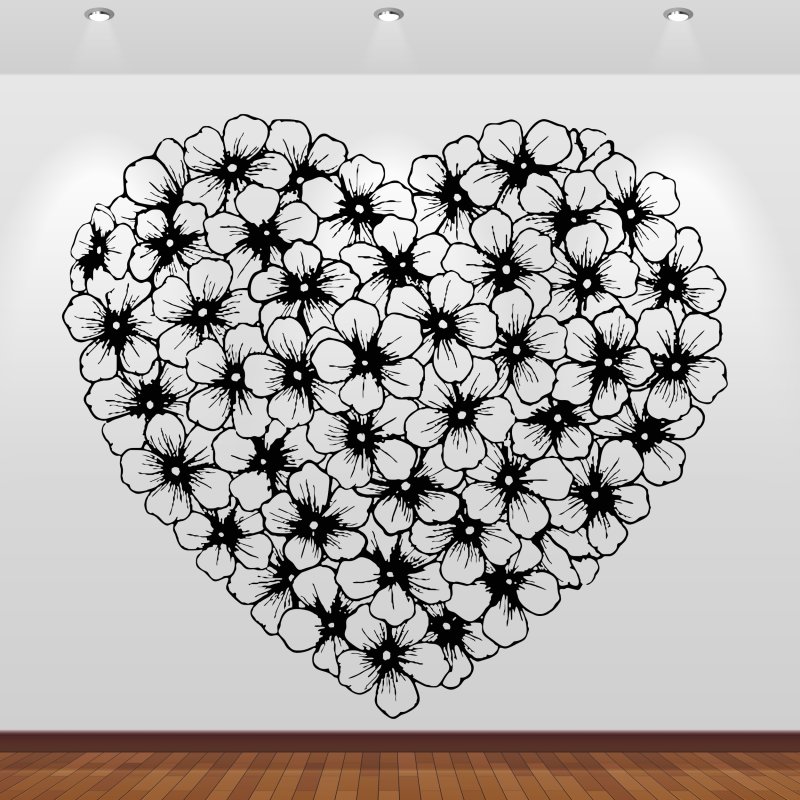 Preview: 46208 Herz Blumen Wandaufkleber